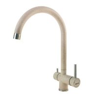 FABIANO Смеситель для кухни на две воды двухрычажный FKM 31.5 SS Beige (8231.401.0249)